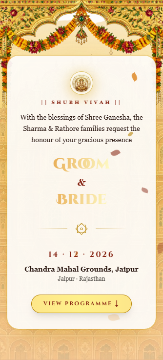 Rajasthani Royal invitation website preview